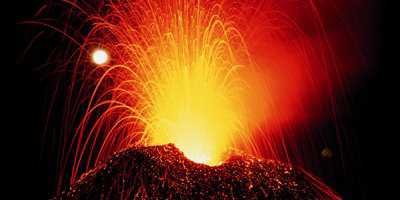 Lava emerging from a volcano