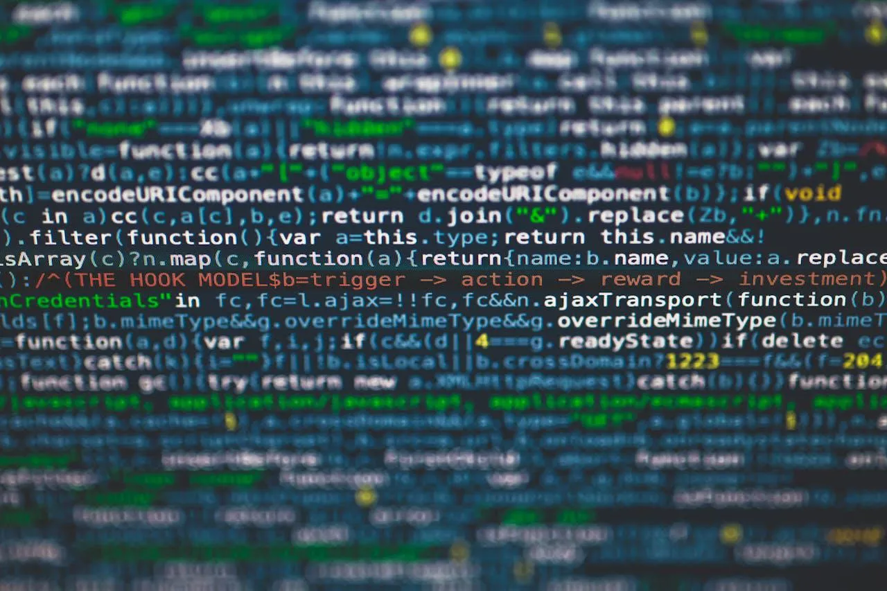 A screen displaying computer code