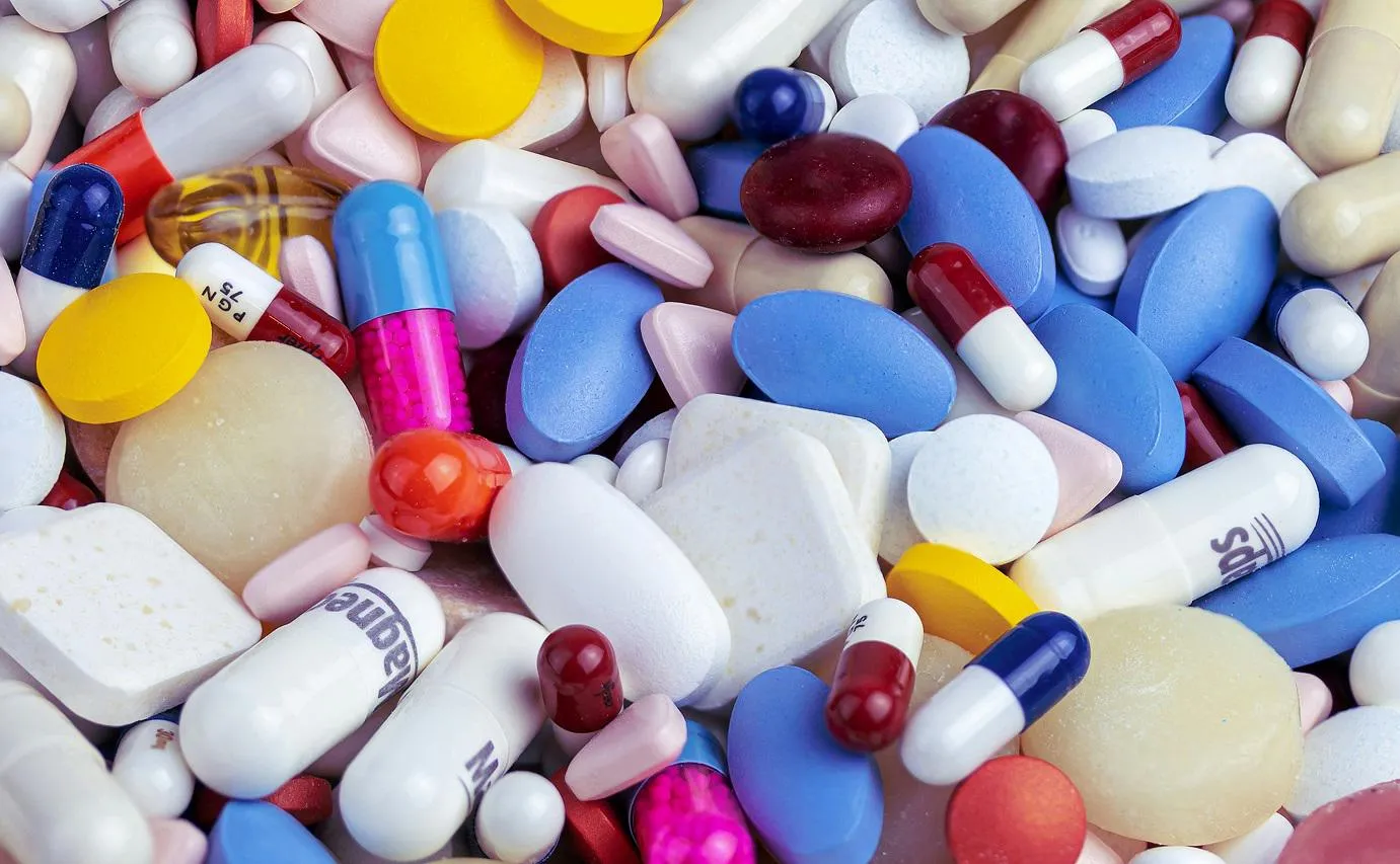 Colourful selection of tablets and pills