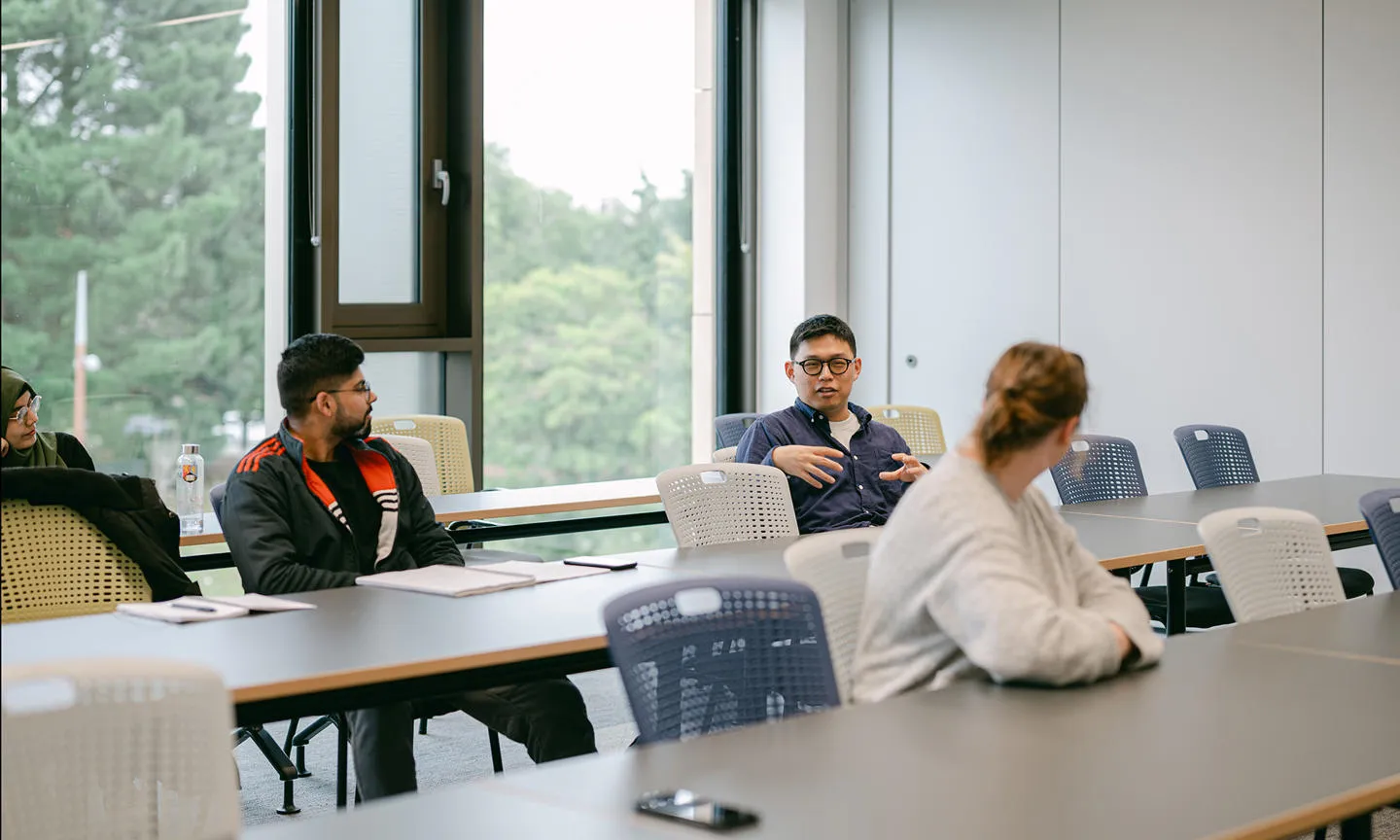 students in a teaching space